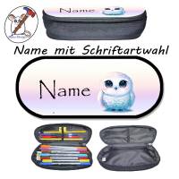 Schneeeule Stiftebox personalisiert | Stiftetui mit Namen | Schlampermäppchen | Stiftemäppchen Bild 2