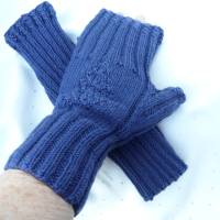 Handstulpen, Pulswärmer, Handgelenkwärmer, Wolle (Merino) Blau Bild 2