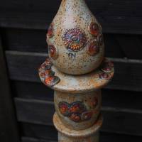 Stele aus Keramik mit einem Art Ornamentenmuster frostfeste Gartenkeramik Bild 3