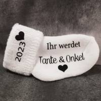 Babysocke mit Geschenkbox - Ihr werdet Tante & Onkel + Jahresz - Schwangerschaft verkünden.. Bild 4