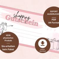 Shopping Gutschein PDF | Shoppinggutschein digital | Geschenkgutschein Vorlage | Gutschein individuell personalisierbar Bild 3