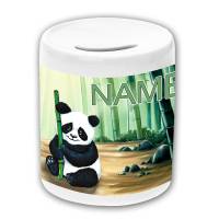 Spardose Motiv Panda mit Name / Personalisierbar / Sparbüchse / Sparschwein Bild 1