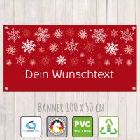 Banner Winterzeit 100 x 50 cm - personalisierbar | Schneesterne - personalisierbar mit Wunschtext Bild 1