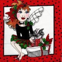 Patchworkstoff mit Loralie Harris Ladies - Weihnachtsengel - Motiv 8 - Maße 20,5 x 19,5 cm Bild 1