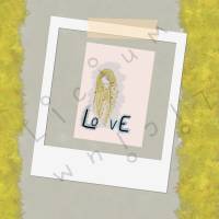 Hintergrund ROSE Haar: GOLD Karte - Frau mit langen Haaren und Herzen - Liebe - Download - A6 und A4 Format Bild 1