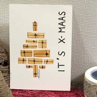 Weihnachtsbaum mit Aquarellfarbe & Fineliner auf Weihnachtskarte - I T'S X-MAAS - danielb.art Bild 1