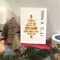 Weihnachtsbaum mit Aquarellfarbe & Fineliner auf Weihnachtskarte - I T'S X-MAAS - danielb.art Bild 2