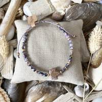 Armband „Ahornblatt“ lavendel - Perlenarmband mit Glasschliffperlen, Rocailles und zentralem Ahornblatt in Lavendel Bild 1