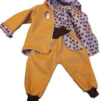 Wollwalkjacke Wendejacke Kapuze und Wollwalkhose Kombi Anzug bestickt Baby Kinder Handmad Igel Bild 1