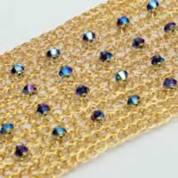 irisierende Kristalle in Blau und Gold - Damen-Armband mit Kristallbiconen Bild 5