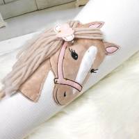 Schultüte aus Stoff in ivory und rosa mit goldenen Herzen und Pferd mit Name 70cm oder 85cm Bild 3