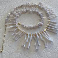 Weiße Korallenkette, Edelkoralle, Si925 vergoldet, exklusiver Brautschmuck, Geschenk für Frauen, Handarbeit aus Bayern Bild 3