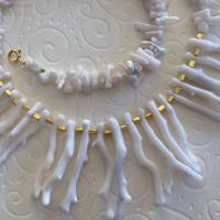 Weiße Korallenkette, Edelkoralle, Si925 vergoldet, exklusiver Brautschmuck, Geschenk für Frauen, Handarbeit aus Bayern Bild 8