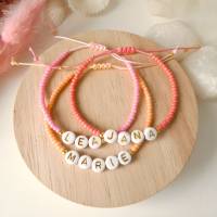 Namensarmband pink, korallenrot oder orange, personalisierbar, Miyuki Perlen, Geschenk Freundin Tochter Bild 1