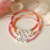 Namensarmband pink, korallenrot oder orange, personalisierbar, Miyuki Perlen, Geschenk Freundin Tochter Bild 2