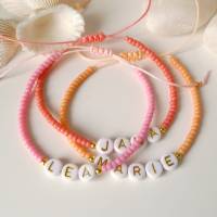 Namensarmband pink, korallenrot oder orange, personalisierbar, Miyuki Perlen, Geschenk Freundin Tochter Bild 4