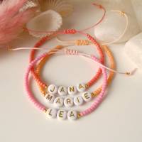 Namensarmband pink, korallenrot oder orange, personalisierbar, Miyuki Perlen, Geschenk Freundin Tochter Bild 5