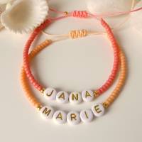 Namensarmband pink, korallenrot oder orange, personalisierbar, Miyuki Perlen, Geschenk Freundin Tochter Bild 6