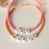 Namensarmband pink, korallenrot oder orange, personalisierbar, Miyuki Perlen, Geschenk Freundin Tochter Bild 7