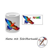 Spardose Motiv Papagei mit Name / Personalisierbar / Sparbüchse / Sparschwein Bild 2