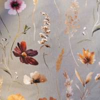 Umhängetasche mit weinroten und goldgelben Wiesenblumen dazu passendes Kunstleder und Gurtband Bild 6