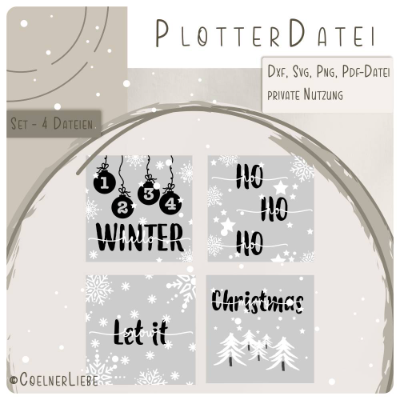 Plotterdateien-Set Christmastime – 4 winterliche & weihnachtliche Motive für DIY-Projekte