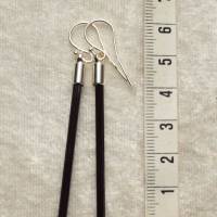 Ohrhänger, lange schwarze Turmalin Kristalle, mit Silber Bild 6