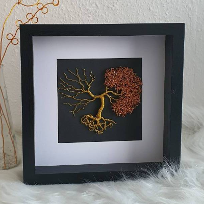 Herz Drahtbaum im 3D Bilderrahmen/ Personalisiertes Geschenk