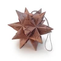 Mini-Bascetta-Stern, ca. 6,5 cm, Natur-Braun, mit Aufhängeband, Weihnachtsstern, Origami Faltstern Bild 1
