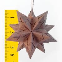 Mini-Bascetta-Stern, ca. 6,5 cm, Natur-Braun, mit Aufhängeband, Weihnachtsstern, Origami Faltstern Bild 2