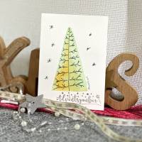 Weihnachtsbaum mit Aquarellfarbe & Fineliner auf Weihnachtskarte - Advent - danielb.art Bild 2