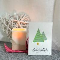 Weihnachtsbäume mit Aquarellfarbe & Fineliner auf Weihnachtskarte - Adventszauber - danielb.art Bild 2