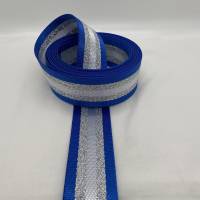 Gurtband White&Silver Stripes, royalblau, 38 mm Bild 2