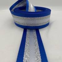 Gurtband White&Silver Stripes, royalblau, 38 mm Bild 4