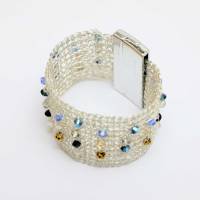 Strahlende Kristalle in Blau, Silber, Schwarz und Kupfer - Damen-Armband Bild 2