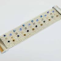 Strahlende Kristalle in Blau, Silber, Schwarz und Kupfer - Damen-Armband Bild 4