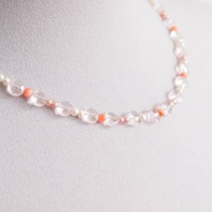 Halskette Rosenquarz Perlen Silber Bild 7