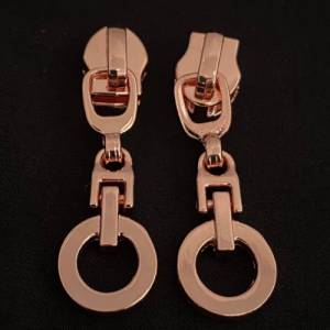 Zipper Rounds, breit, rosegold / Schieber für Reißverschlüsse mit Spiralraupe Bild 2