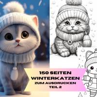 Süßes Katzen Malbuch 150 Seiten Teil 2 Erwachsene Kinder PDF Download Bild 1