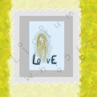 Hintergrund BLAU Haar: GOLD Karte - Frau mit langen Haaren und Herzen - Liebe - Download - A6 und A4 Format Bild 1