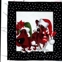Patchworkstoff mit Loralie Harris Ladies - Weihnachtshunde  - Motiv 5 - Maße 19,5 x 18,5 cm Bild 1