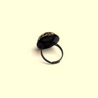 Ring "Leopardy" mit Silikon -Cabochon im Leo-Look 18mm und schwarzer Fassung, verstellbar Bild 2
