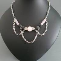 Keltischer Halskette mit Rosenquarz & Lava Perlen/  Keltische Thread Kette/  Perlenkette/ rustikaler Schmuckset Bild 2