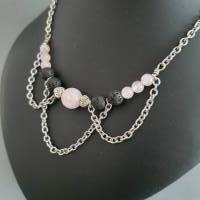 Keltischer Halskette mit Rosenquarz & Lava Perlen/  Keltische Thread Kette/  Perlenkette/ rustikaler Schmuckset Bild 3