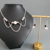 Keltischer Halskette mit Rosenquarz & Lava Perlen/  Keltische Thread Kette/  Perlenkette/ rustikaler Schmuckset Bild 4