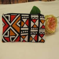 Schlüsseletui/Mini-Geldbeutel Afrika, wax print, orange-rot-weiß, Baumwolle Bild 4
