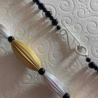 Onyxkette mit Tombak: vergoldet/versilbert, schwarze Edelsteine, Geschenk für Frau, Mann, unisex, Handarbeit aus Bayern Bild 9