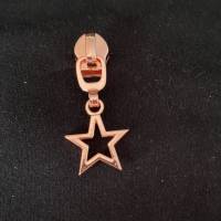Zipper Small Star, breit, rosegold / Schieber für Reißverschlüsse mit Spiralraupe Bild 1