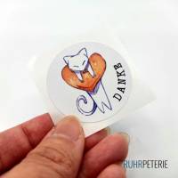 24 Dankessticker mit Herzen Katze | Runde Vielen Dank Aufkleber | Zeichnung Herz | Dankesaufkleber Bild 2