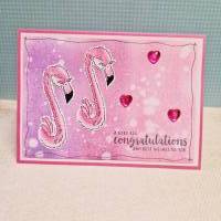 Geburtstagskarte Glückwunschkarte Flamingo rosa violett Herz Bild 1